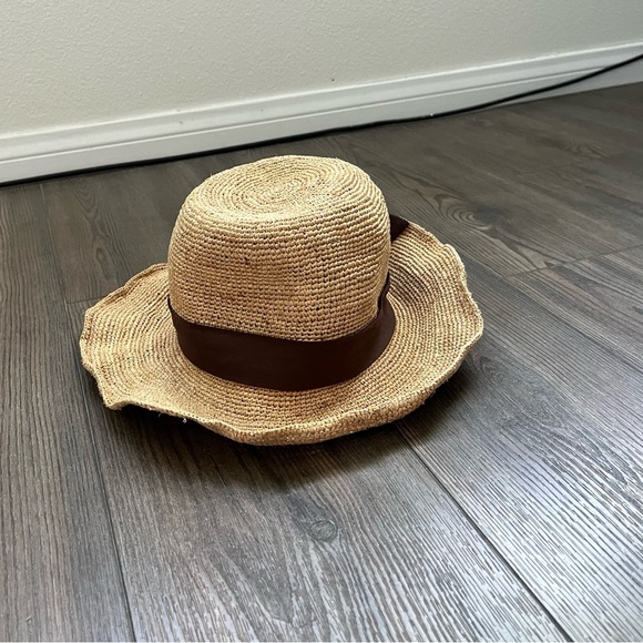 Raffia Sun Hat with Brown Band - Picture 13 of 13